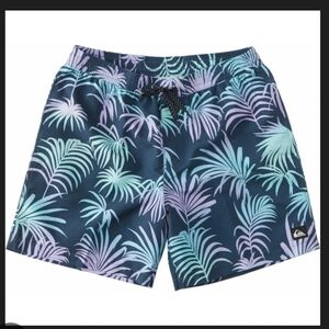 1296 NWT Quiksilver Men's Faded Palm 17 Inch Volley Shorts Sz Small